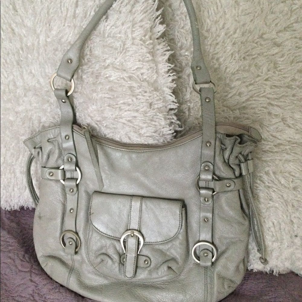 Michael Rome Italy gray leather bag